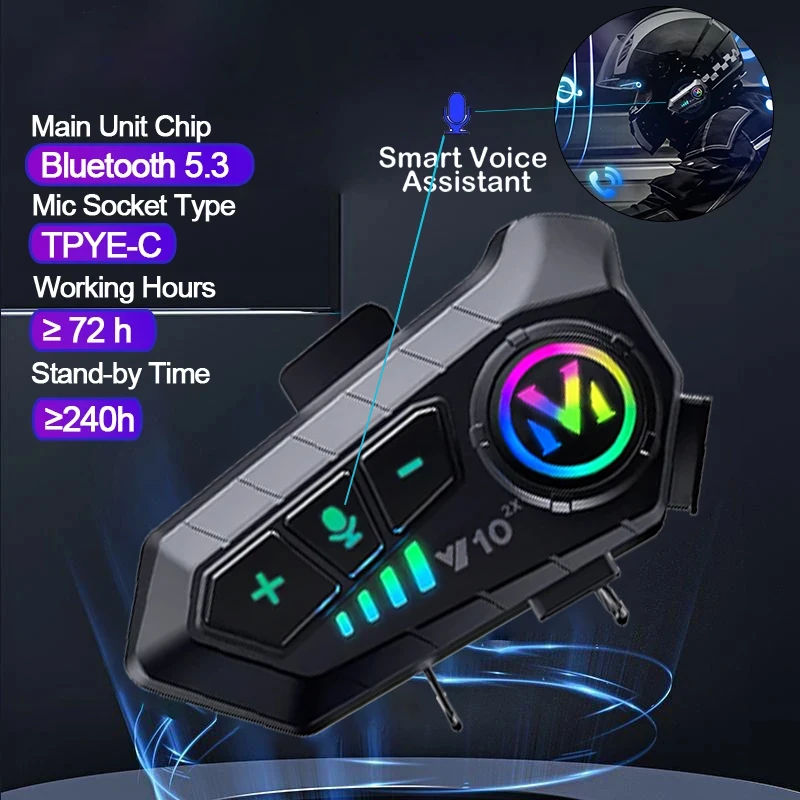 Universal Motorcycle Helmet Intercom Headset - V10 2X Bluetoothowy Interkom do Kasku