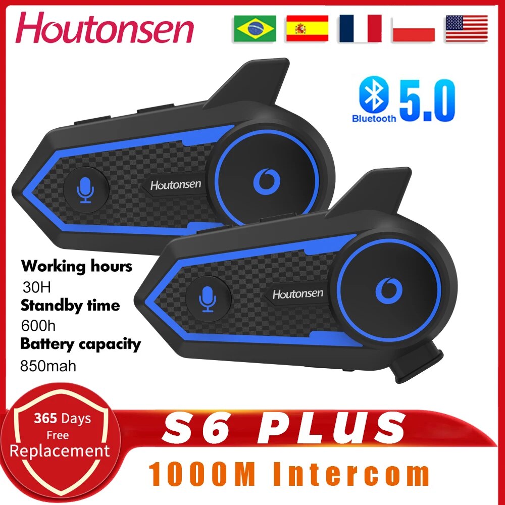 Universal Motorcycle Helmet Intercom Headset - Houtonsen S6 PLUS kask motocyklowy Bluetooth
