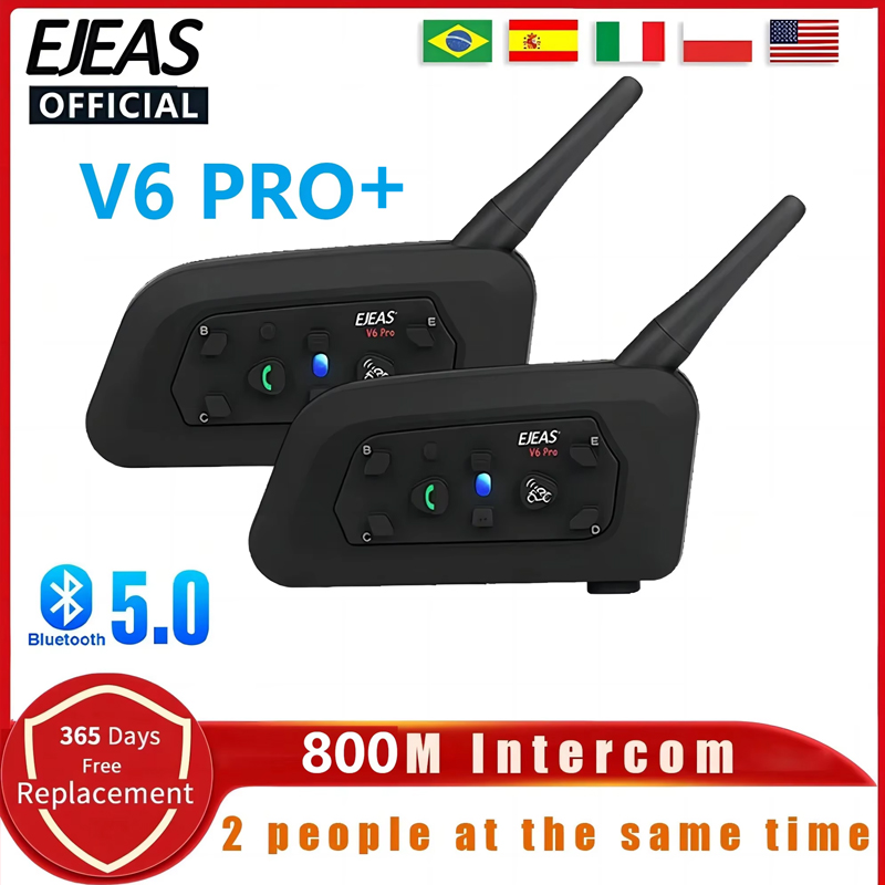 EJEAS V6 PRO + zestaw słuchawk – Universal Motorcycle Helmet Intercom Headset recenzja i cena